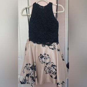 Windsor Elegant Black and Cream two piece top and skirt set